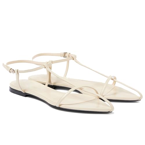 Flat Sandals for Women with Metal Buckle Ankle Strappy Ladies Fashion Slide Sandals Comfortable Summer Open Toe Women Sandals Dressy.