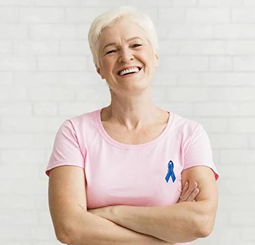 Image of 100PCS Dark Blue Awareness Ribbon Pins Blue Ribbons Awareness Pins for Women Girls Campaigns, Support Groups and Fundraisers Charity Event Survivor Campaign Party Favors Supplies