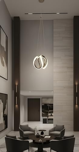 Image of Modern Hanging Pendant Light for Home Decor | 3-Color LED Ceiling Lamp with White, Warm & Neutral Light | Elegant Decorative Hanging Light for Dining Room, Living Room, Bedroom & Kitchen