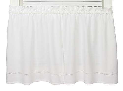 Moments 58 Inches Wide x 36 Inches Long Polyester Embroidered Tier Curtain, White