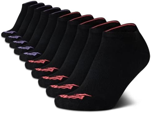 Avia Women's Athletic Socks - Lightweight Low Cut Running Socks (10 Pack), Size 4-9, All Black