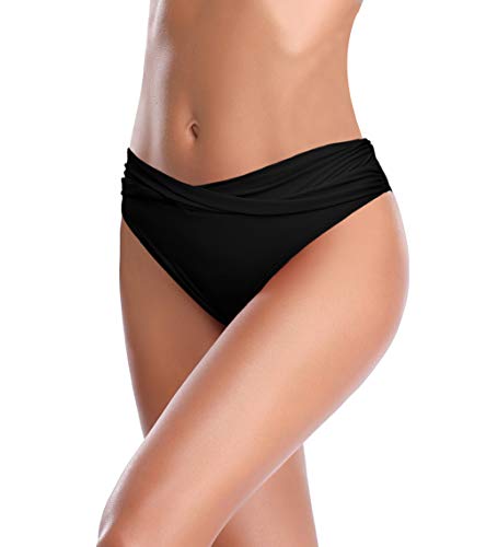image for SHEKINI Women's Cheeky Swimsuit Twist Front Bikini Bottoms Ruched Swim