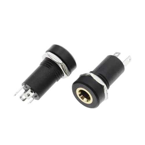 TSIOHKBS 100PCS 3.5mm Audio Socket 4 Pole Black Panel Gold Plated with Nuts Headphone Socket PJ-392A 3.5 mm Headphone Female