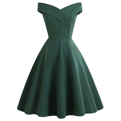 Vintage Cocktailkleid Für Damen Petticoat Dress Abendkleid Im 50er Jahre Stil Elegantes Trägerkleid Für Festliche Anlässe Und Partys (Green, M)