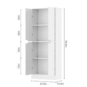 71" Tall Kitchen Pantry Cabinet, 4 Doors Freestanding Cupboard Cabinet, Larder Cupboard with Adjustable Shelves, Kitchen Hutch Cabinet for Kitchen, Dining Room, White 71 Tall Kitchen Pantry Cabinet 4 Doors Freestanding Cupboard Cabinet Larder Cupboard with Adjustable Shelves Kitchen Hutch Cabinet for Kitchen Dining Room White
