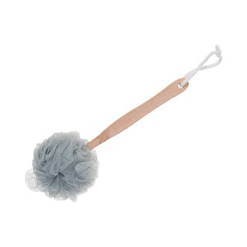 Homoyoyo 3Piezas Bolas de Baño de Mango de Cepillos de Ducha Exfoliantes de Espalda de Madera Toallas de Flores para Masaje Cepillos Portátiles para Baño Color Gris