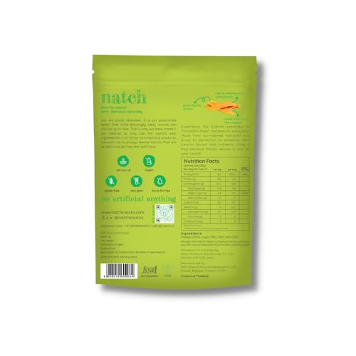 Image of Natch Dried Thai Mango Slices, Healthy Snakcs 100% All Natural, Vegan, Gluten Free, No Artificial Preservatives, Trans Fat Free, Rich in Antioxidants, Bare Flavour, 150gm each (Pack of 2)