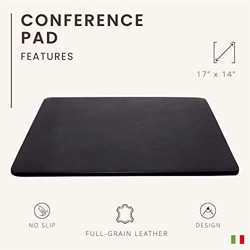 Maruse Italian Leather Conference Desk Pad, Handmade In Italy, Size 17X14 Inches, Black #TOP2