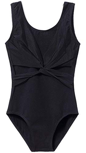 Image of MdnMd Sleeveless Tank Leotard for Girls with Mesh Cross Front