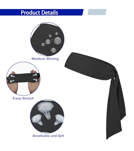 Image of Sport Tie Headbands Tennis Head Tie for Men Women Sports Fans Ninja Soccer Basketball Teams Head Ties Halloween