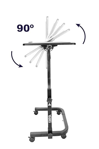 KMINA - Overbed Table with Wheels Adjustable Height, Wheelchair, Tilt Top Bedside, Hospital Over Bed, Home Use (Black)