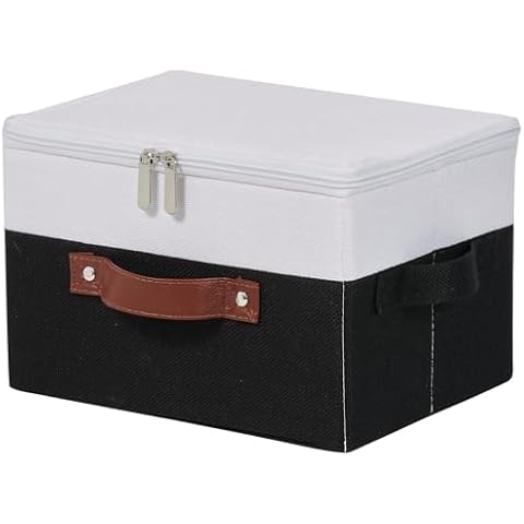 VinneGenzz Small Cotton Linen Storage Bin Cover