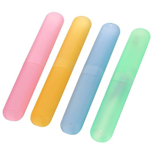 COOKVITA Plastic 4 Pcs Bathroom Tooth Brush Holder Tube Cap Cover Protect Case Box Toothbrush - Made in India (Cover - Multicolor) 1