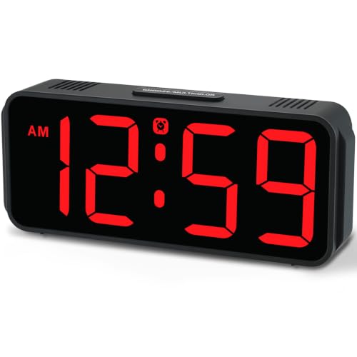 Image of Peakeep Small Digital Alarm Clock for Bedroom, Large Number, Battery Backup | Plug-in Tiny Electric Clock Brightness Dimmable for Bedsise Desk Table Small Spaces, 5 Volume, Easy to Set, Adapter Included