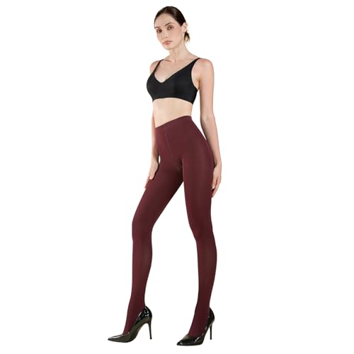 Image of MANZI Women's Solid Color Semi Opaque Footed Tights Soft Stretch Pantyhose