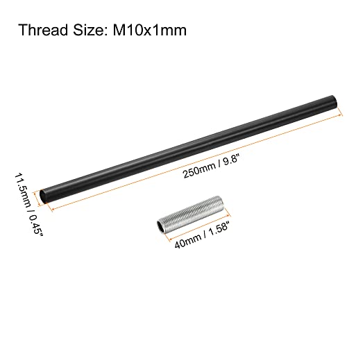 Image of MECCANIXITY Threaded Extension Rod, 9.8 inch Lamp Pipe with Connector Light Fixture Parts for Pendant Light Island Lighting Chandeliers Stems, Black 4 Set