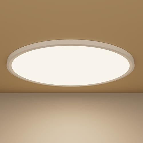 Sky angle Luz de Techo LED Redonda y Plana 3000K 30cm, Lámpara de Techo Moderna Luz Cálida 21W 2400LM Montaje Empotrado Ultra Delgado para Cocina Baño Dormitorio Pasillo Sótano