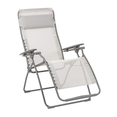 Lafuma Futura LFM3118 8548 Zero Gravity Outdoor Steel Framed Lawn Patio Recliner Folding Lounge Chair with Batyline Canvas Seigle Grey