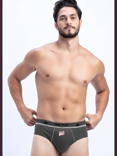 Image of Milton Mens Cotton Solid Outer Elastic Brief | Premium Soft Cotton Underwear | Breathable & Skin-Friendly Briefs with Comfort Fit Waistband | Pack of 1, Color May Vary as per Availability