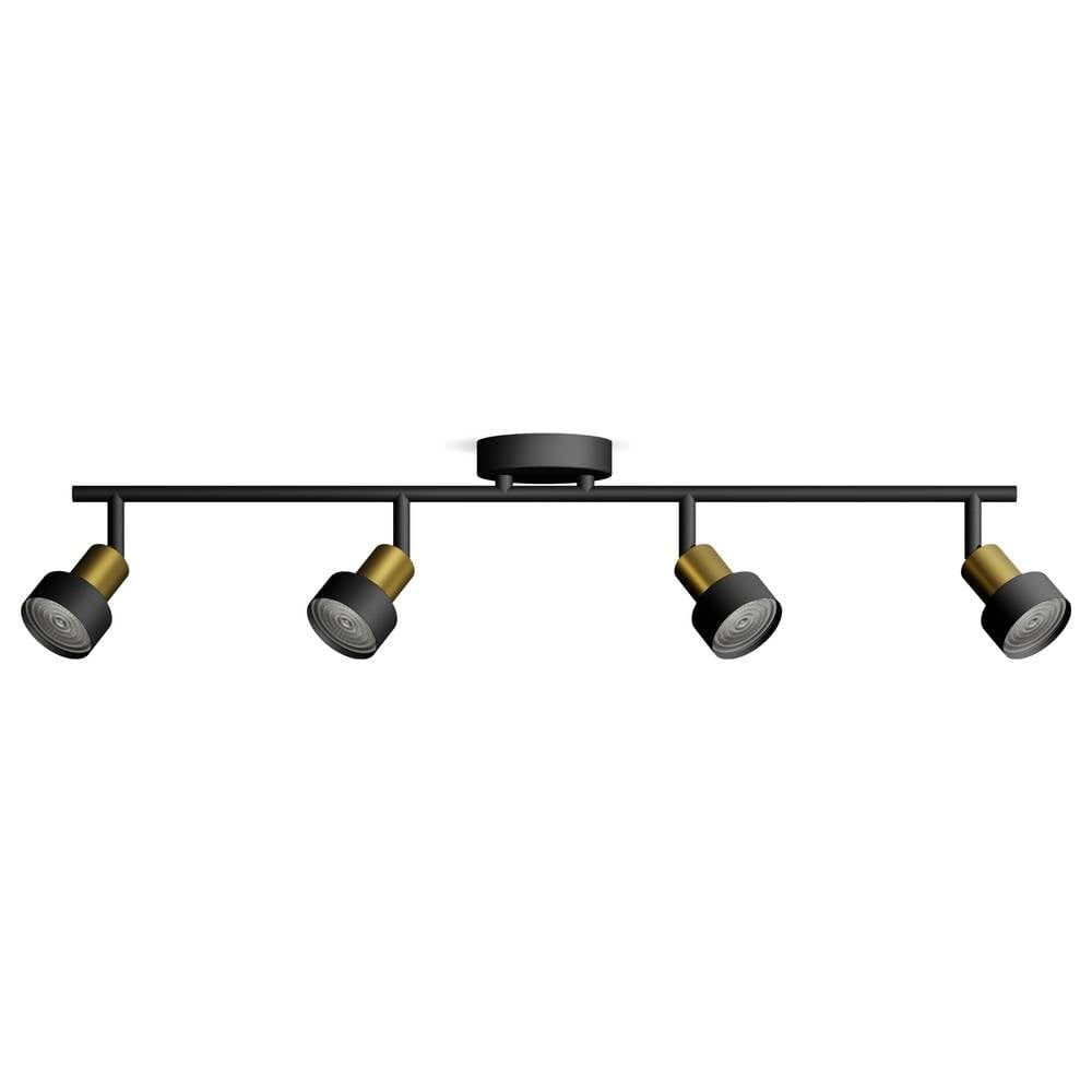 Philips Conduit Spot 4 têtes, GU10 non inclus, Laiton, IP20