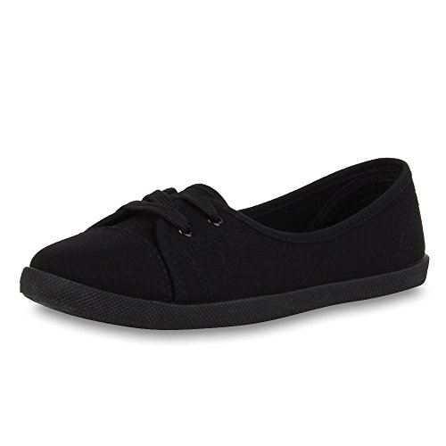 SCARPE VITA Damen Ballerinas Sportliche Stoffschuhe Slipper Flats 160497 Schwarz 37
