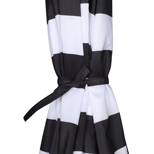 Image of Blissun 10FT Patio Umbrella, Outdoor Table Umbrella, Yard Umbrella, Market Umbrella with 8 Sturdy Ribs, Push Button Tilt and Crank, Black & White Stripe