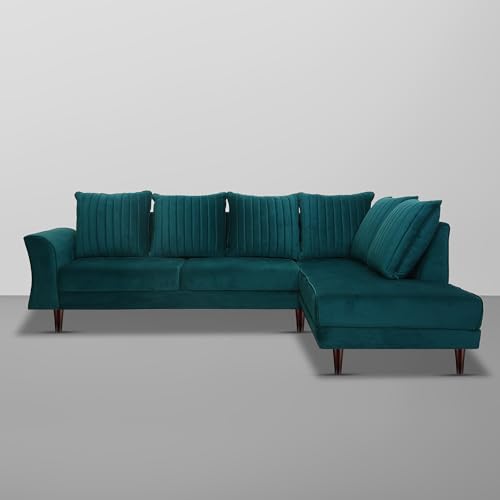 Image of Gratly RHS 4 Seater L Shape Sofa Set for Living Room (Pine Colour) Premium Fabric Sofa