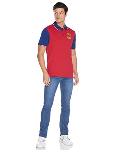 Image of Deniklo Men's Cotton Rich Half Sleeve Regular Fit Color Block Polo T-Shirt (Available in Plus Size)