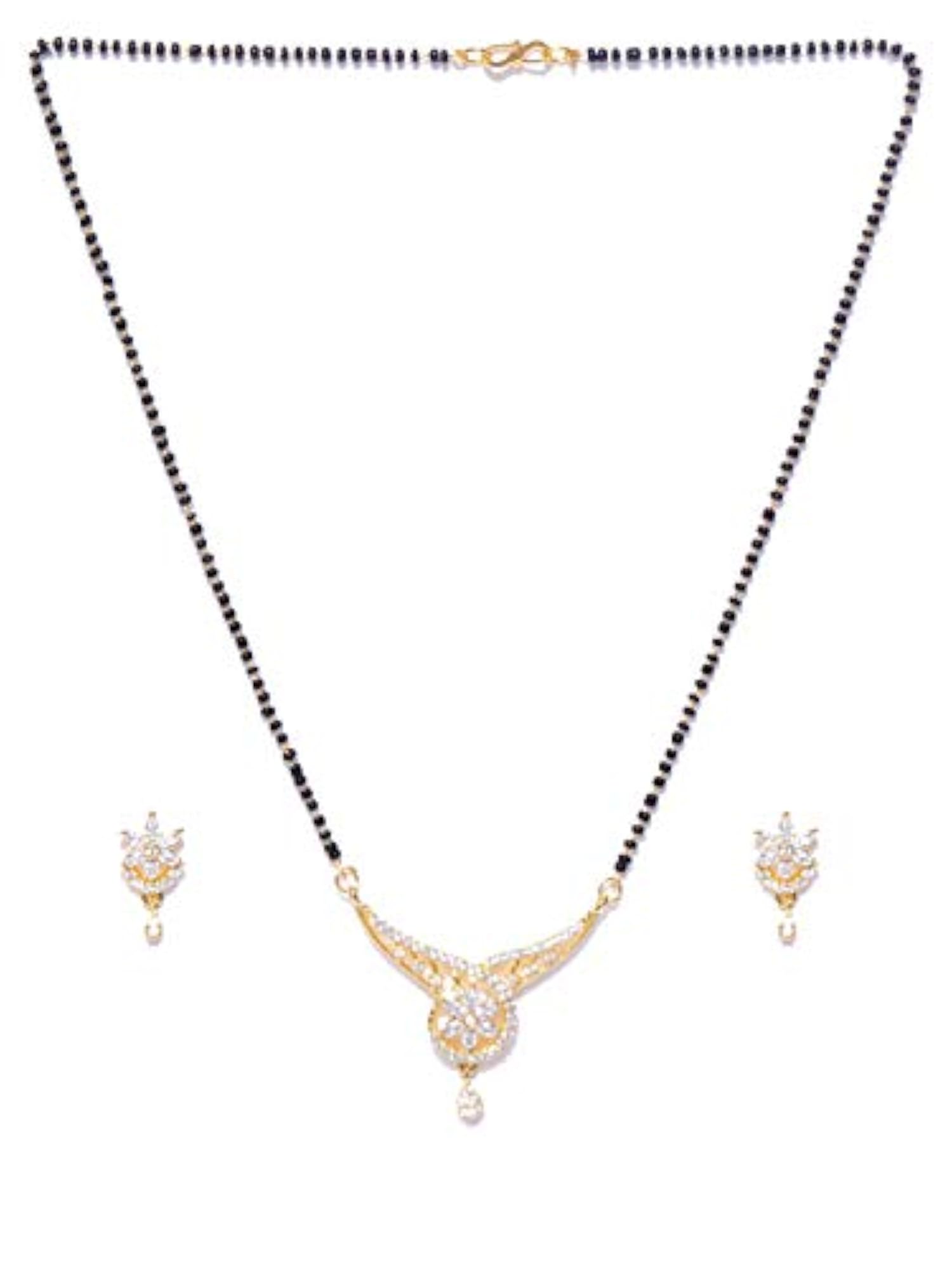 Designer Floral Shaped American Diamond Mangalsutra Set