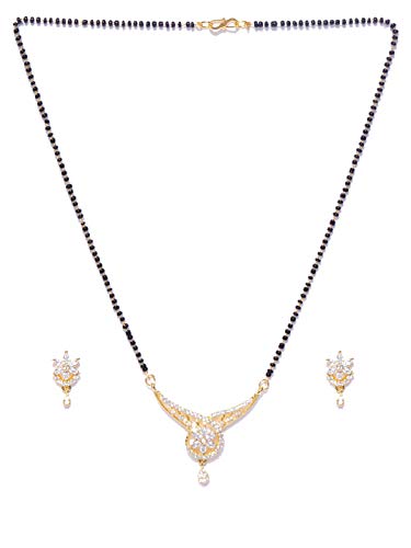 Designer Floral Shaped American Diamond Mangalsutra Set