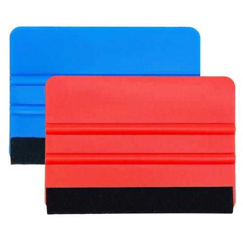 Mmgoqqt 2Stück Rakel mit Filzkante, Filzrakel aus Kunststoff für Auto Folie, Car Wrapping Folie, Fensterfolie, Tönungsfolie, Wandtattoos, 10.2cm/7.4cm