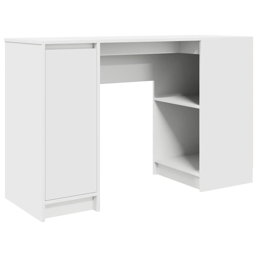 Scrivania in legno bianco, 120 x 42 x 76 cm, con robusto piano da scrivania e spazio di archiviazione, versatile come tavolo da ufficio, scrivania per computer o scrivania da gioco