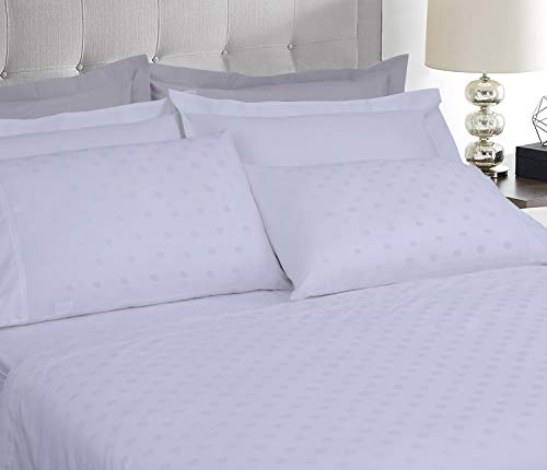 Threadmill THM-300-JRBPOLKADOT-WHITE-Q Cotton Queen Sheet Set | 100% Cotton Sheets For Queen Size Bed | Damask Jacquard Queen Bed Sheets Set thumb #1