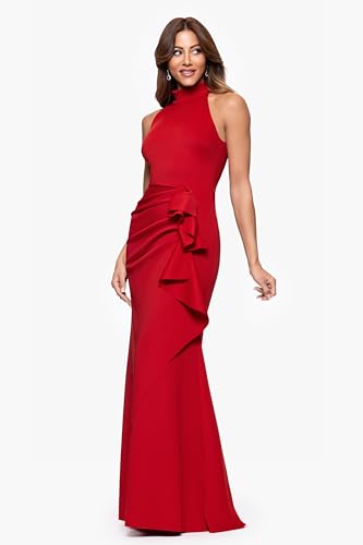 Image of Xscape Women's Long Velvet Off-The-Shoulder Sweetheart Neckline Dress with Leg Slit and Center Back Zipper