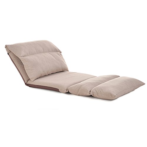 ZHDWM Lazy Sofa Single Lengthened Folding Removable Chair Leisure Chair Folding chair (Color : Khaki)