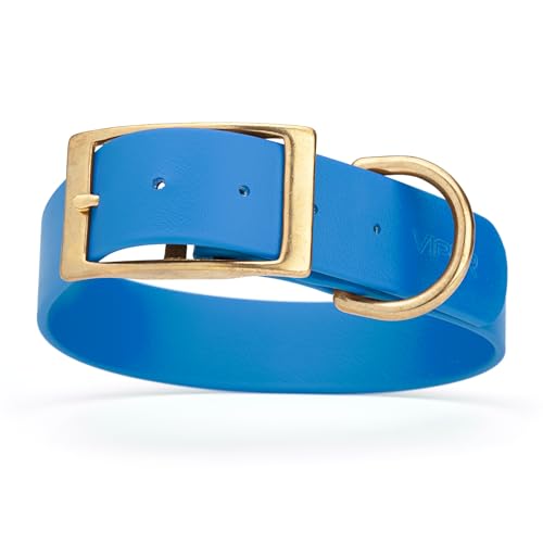 Image of Viper Biothane Heavy Duty Waterproof Dog Collar Strong Coated Nylon Webbing w /Solid Brass Hardware Odor-Proof Easy to Clean High Performance Fits Small Medium or Large Dogs, Cerulean Blue