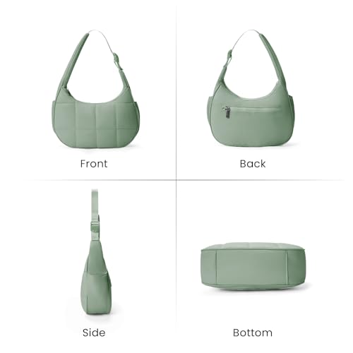 Image of Small Puffer Crescent Shoulder Bag for Women Lightweight Water-Resistant Nylon Purse with Adjustable Strap & Multiple Pockets