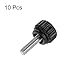 HARFINGTON 10pcs Knurled Clamping Knobs Thumb Screws M4 x 12mm Metric Male Thread 13mm Matte Plastic Head 304 Stainless Steel Stud Hand Threaded Knob Thumbscrew Handle, Black