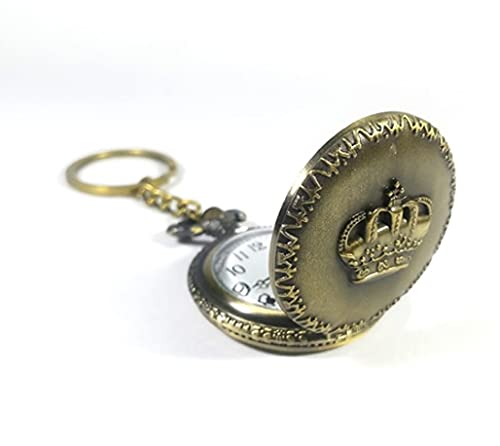Image of AUGEN Premium Pocket Watch Metal Keychain Crown Retro Vintage for Gifting With Key Ring Anti-Rust (Pack Of 1)