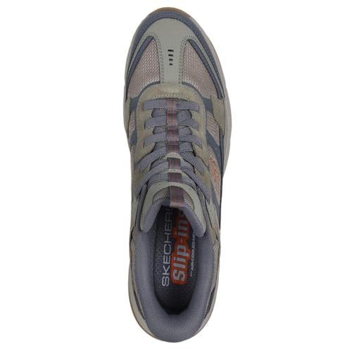 Skechers Men's Vigor at Hands Free Slip-in Sneaker, Olive/Gray, 8