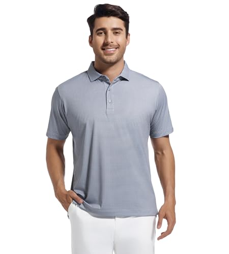 Alex Vando Mens Golf Shirt Moisture Wicking Classic Print Golf Shirts for Men