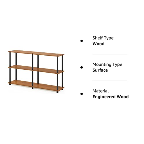 Furinno 99634Lc/Bk Turn-N-Tube 3-Tier Double Size Storage Display Rack, Light Cherry/Black #TOP6