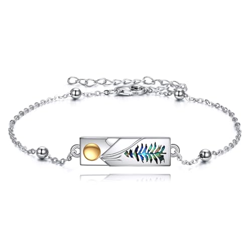 YFN Mountain Bracelet for Women Sterling Silver Nature Bracelet Jewelry Gift for Skiers, Hikers, Campers, Climbers and Nature Lovers