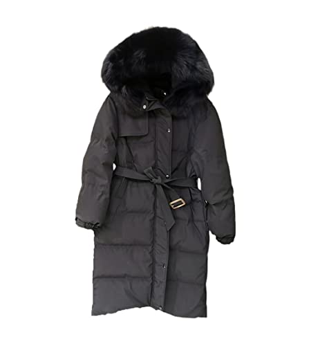 Manteau d'hiver long chaud doudoune épaisse canard avec capuche marron clair