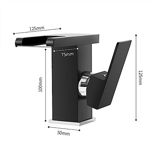 Robinet cascade LED noir anti-brûlure en laiton pour évier de salle de bain - 6