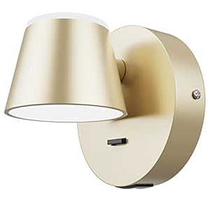 URSOLA Wall Light LED Wall Sconce with On/Off Switch USB Charging Port 110 Volt Hardwired Wall Lamp 350 Rotatable Up Down Sconces Wall Lighting (Champaign)