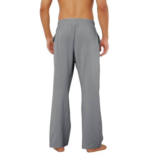 Pantalon en coton et lin homme fin contre la chaleur coupe droite fluide - 6