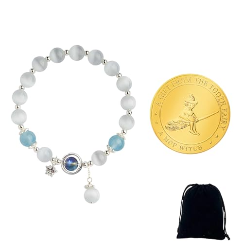 ARYIMYDP Set de Regalo del Hada de los Dientes, Moneda de Oro del Hada y Pulsera Encantada, El Regalo para Celebrar la Caída de un Diente de Leche en Niñas Pequeñas, Ideal como moneda del hada