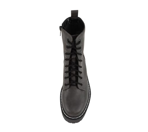Image of Soda FLING Women Chunky Lug Sole Lace up Fashion Combat Ankle Boot w /Side Zipper