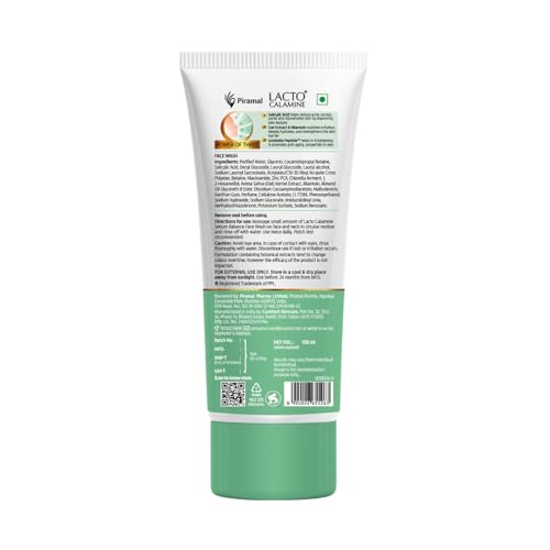 Image of Lacto Calamine Sebum Balance Face Wash| 2% Salicylic Acid, Oat Extract & Goldrella Peptide| Helps reduce acne & soothe irritation| 100 ml